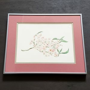 Vintage Original Flower Watercolor Framed Painting